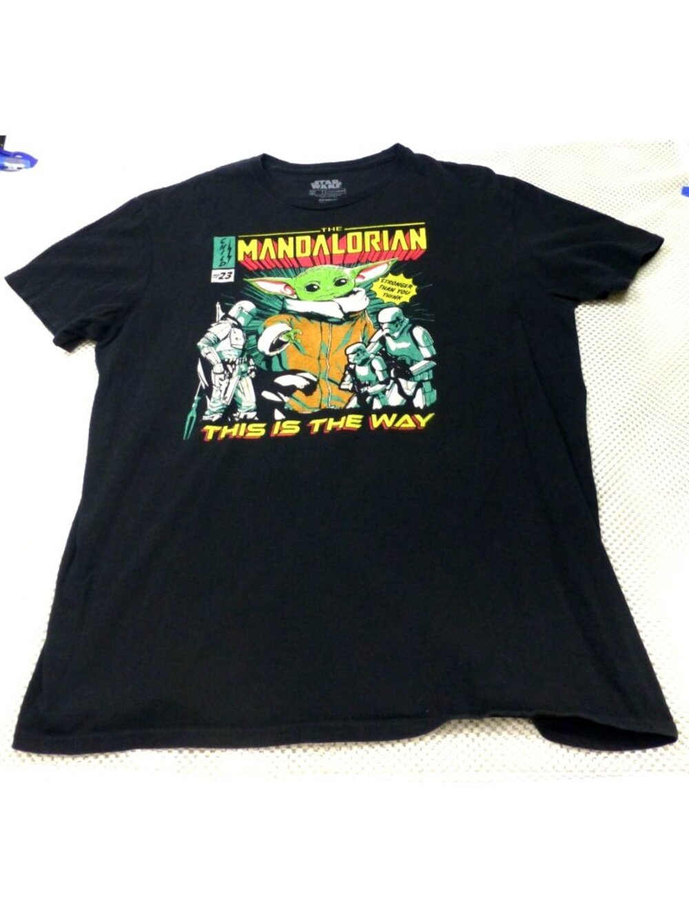 Star Wars Mandalorian Grogu Comic Graphic T-Shirt Black Mens XL Fifth Sun